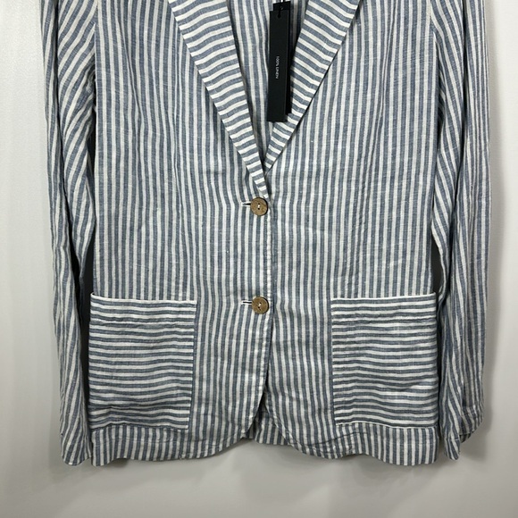 Tahari 100% linen blue and white striped jacket size small. NWT. - Picture 3 of 9
